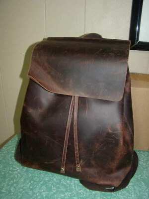 Genuine Raw Leather Rustic Backpack Hobo Bag NWT by S Zone 15" - Image 1 of 4