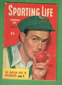 #WW. SPORTING LIFE MAGAZINE, FEBRUARY 1952, BILL JOHNSTON CRICKET COVER - Picture 1 of 1