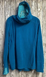 Women's Large Mountain Hardwear Fleece Pullover Hoodie Royal Blue EC - Picture 1 of 4