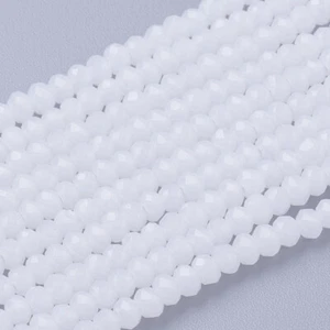 10Strands Imitation Glass Beads Strands Faceted Rondelle White 3x2-2.5mm - Picture 1 of 5