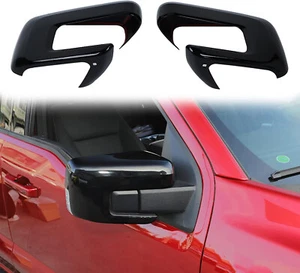 2 PCS Black Side Mirror Cap Overlay Cover Plastic ABS Fits 21-25 F150 - Picture 1 of 6