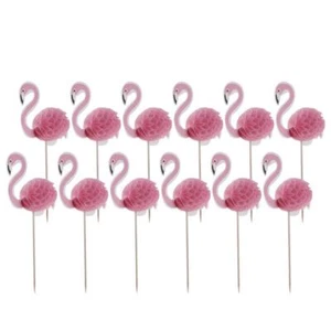 12pcs Flamingo Cupcake Cake Topper Wedding Birthday Luau Decoration - Picture 1 of 7