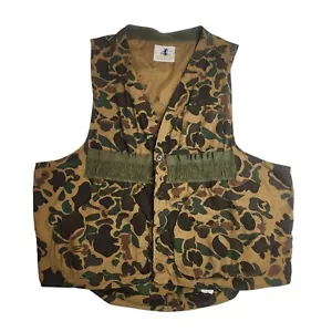 VTG Black Sheep Mens Camo Duck Hunting Vest, USA Dallas Texas Sz XL bird Pocket - Picture 1 of 6