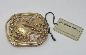 Hebilla de cinturón de latón abstracto brutalista vintage marca Flora diseñador hecha a mano  - Imagen 1 de 15