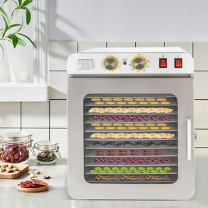 12 Vassoi Disidratatore Alimenti Secchi Carne Frutta Verdura Asciugatrice Macchina Acciaio Inox - Foto 1 di 21