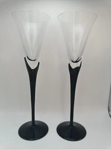 Mikasa Vogue Onyx Champagne Flutes/ Glasses Set Of (2) - Picture 1 of 10