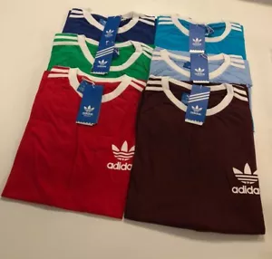 Adidas Originals Men 3 Stripes Cotton T-shirt Crew Neck Short Sleeve Top S - XXL - Picture 1 of 22