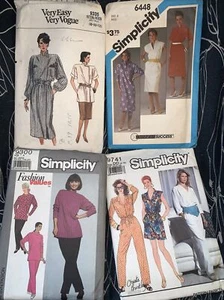 Vtg Sewing Patterns 4 Lot 80's Simplicity Vogue Christie Brinkley Romper Uncut - Picture 1 of 10