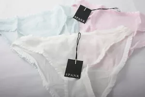 Spank Pom Lampson ~ RUFFLE ~ 100% silk knickers BNWT pastels pink blue - Picture 1 of 3
