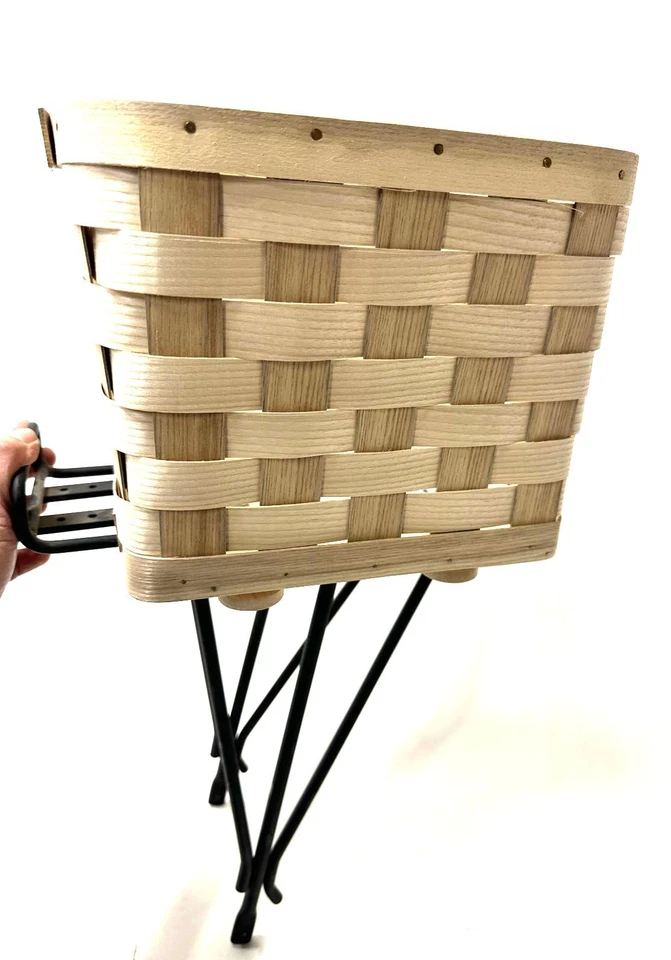 底特律自行车后架篮子自行车木质天然 Peterboro 通用底座 — 第 1/4 张图片