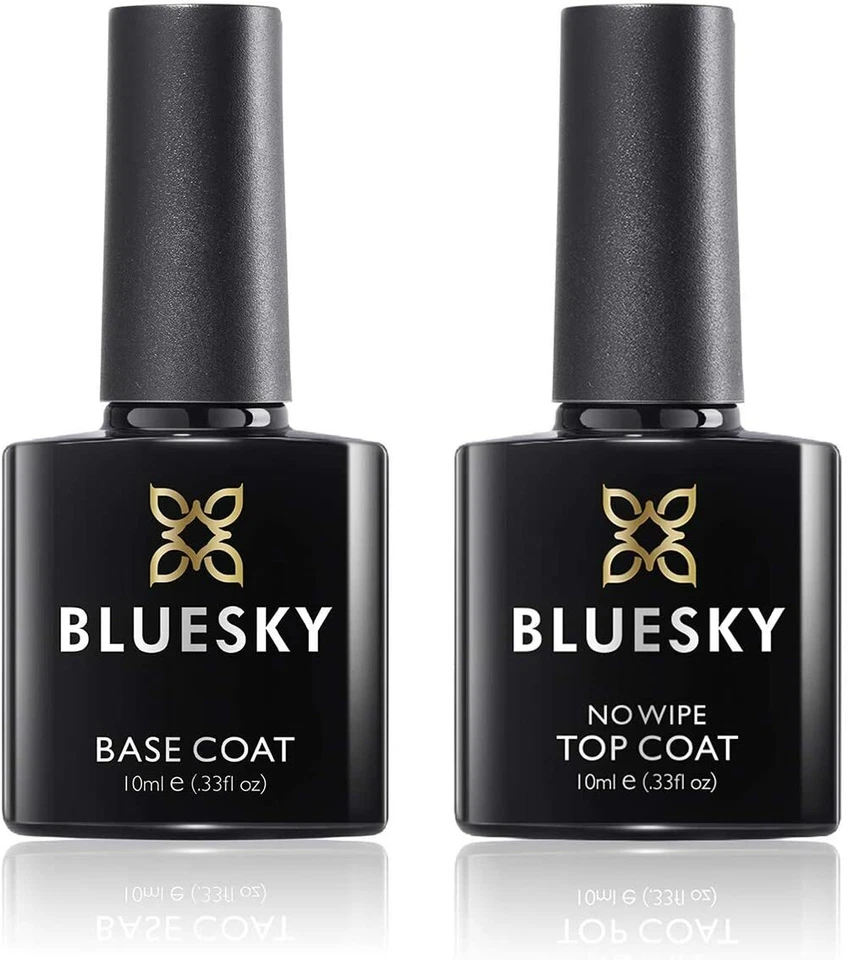 BLUESKY NO WIPE TOP AND BASE COAT 10ML NAIL GEL POLISH UV LED SOAK OFF