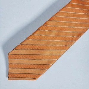 REPUBLIC Men's Neck Tie, Hand Made, Orange Striped Necktie, Christmas Gift, BDay - Picture 1 of 5