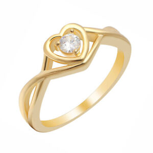 Christine Engagement Ring Promise Heart For Women Yellow or Rose Gold Cz Ging...
