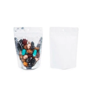 White Backed Stand Up Zipper Pouch with Hang Hole 4 11/16" x 3" x 7 1/4" 100 pac - Picture 1 of 4