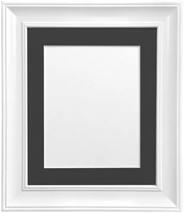 Scandi Vintage White Picture Photo frames with Mount in Various Colours & Sizes - Picture 1 of 12