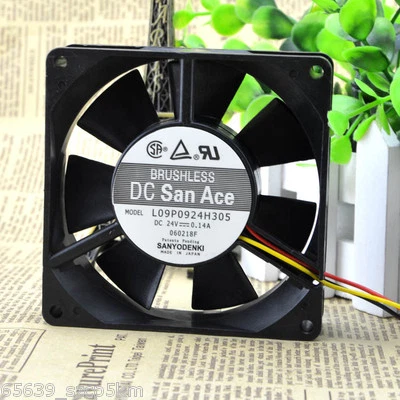 SANYO L09P0924H305 92*92*25mm DC 24V 0.14A 3 wire Cooler Cooling Fan - Image 1 of 4