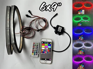 Set of 2PCS 6x9" Remote APP RGB Color Change LED Car Trucks Speaker Rings Lights - Picture 1 of 13