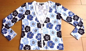 Cárdigan Laura Ashley Damas Cuello en V Abotonado Azul Floral Talla UK 12 EUR 38 - Imagen 1 de 11