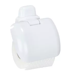 WENKO Toiletten Papier Halter PURE mit Deckel Rollen Gäste WC Bad Accessoires - Bild 1 von 5