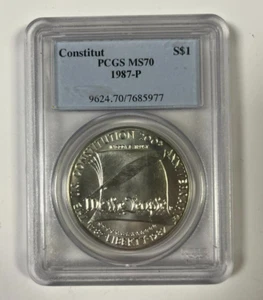 1987 P Constitution Silver Commemorative Dollar PCGS MS 70 - Picture 1 of 4
