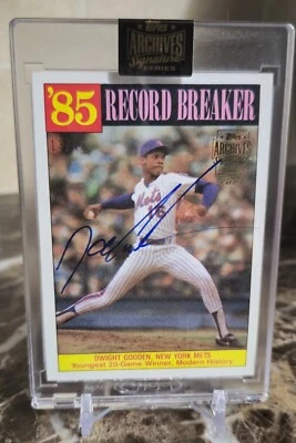 Dwight Gooden Topps Archives Signature Series 2001 1985 Record Breakers 13/49 - Image 1 of 4