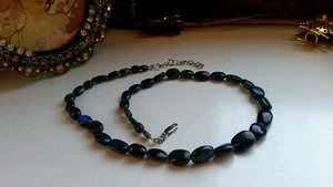 Schwarzer Labradorit Silbercollier°. - Bild 1 von 6