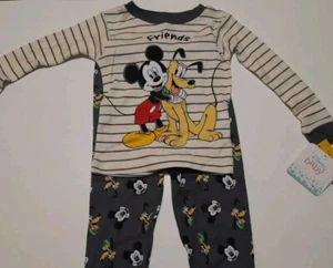 Disney Mickey Mouse Baby Kids 2piece Short Sleeve Pants Pajama Set Size 12 Month - Picture 1 of 7
