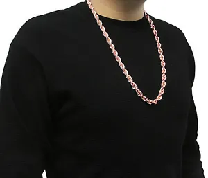 Mens Dookie Rose Gold Plated 10mm Rope Chain Necklace 30"  hip hop - Picture 1 of 6