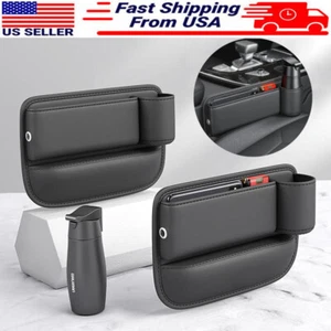 Car Seat Gap Storage Box Phone Holder Organizer Leather Cup Holder Gap Bag USA - Picture 1 of 17