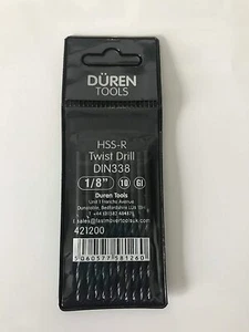 Duren, HSS 1/8" Jobber Drill Bits, 10pcs Steel Wood Plastic