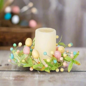 Granja Primavera Pascua 3.5 pulgadas Huevos Pastel con Hojas de Sauce Anillo Vela - Imagen 1 de 5