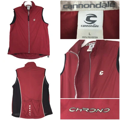 Chaleco de ciclismo Cannondale adulto grande (44 pulgadas busto) rojo oscuro cremallera cronógrafo ligero Foto 1 de 4