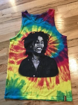 Unisex Burnin Bob Marley Tye Dye Sleeveless Tee Shirt Size Small - Image 1 of 4