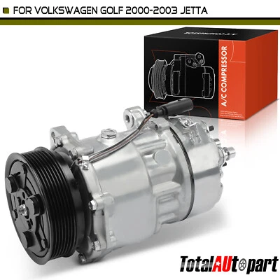 Compresor de aire acondicionado con embrague para Volkswagen Jetta 1999-2003 Golf 2000-2003 V6 2,8 L Foto 1 de 4