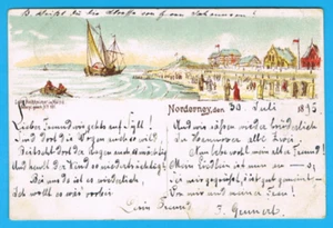 Vorläufer Litho Gruss aus Norderney 1895 "Strandansicht" Ostfriesland - Bild 1 von 2