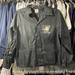 Ohio Army National Guard Windbreaker Jacket Mens Large Black Cardinal Vtg 1970s - Picture 1 of 6