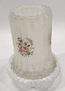 Candelabro vintage de vidrio transparente esmerilado floral cortejo hadas lámpara luz té - Imagen 1 de 9