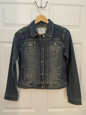 Limited Too Girls Youth L Denim Blue Jean Jacket Snap Buttons Free Shipping - Image 1 of 4