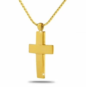 Gold Steel Everlasting Cross Pendant/Necklace Cremation Urn for Ashes - Picture 1 of 1