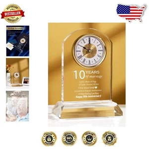 Timeless Acrylic Clock for 10 of Marriage - Elegant Gift Box Included - Picture 1 of 8