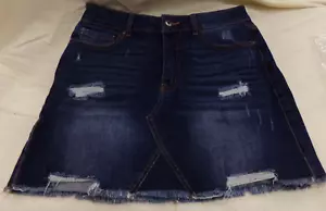 WAX JEANS Short Distressed Blue Jean Stretch Denim Skirt Womens Size Medium - Picture 1 of 3