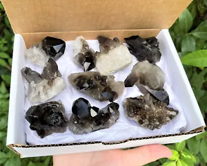 Smoky Quartz Crystal Clusters: 6-9 Piece Wholesale Bulk Box Lot (Smokey Quartz) - Picture 1 of 9