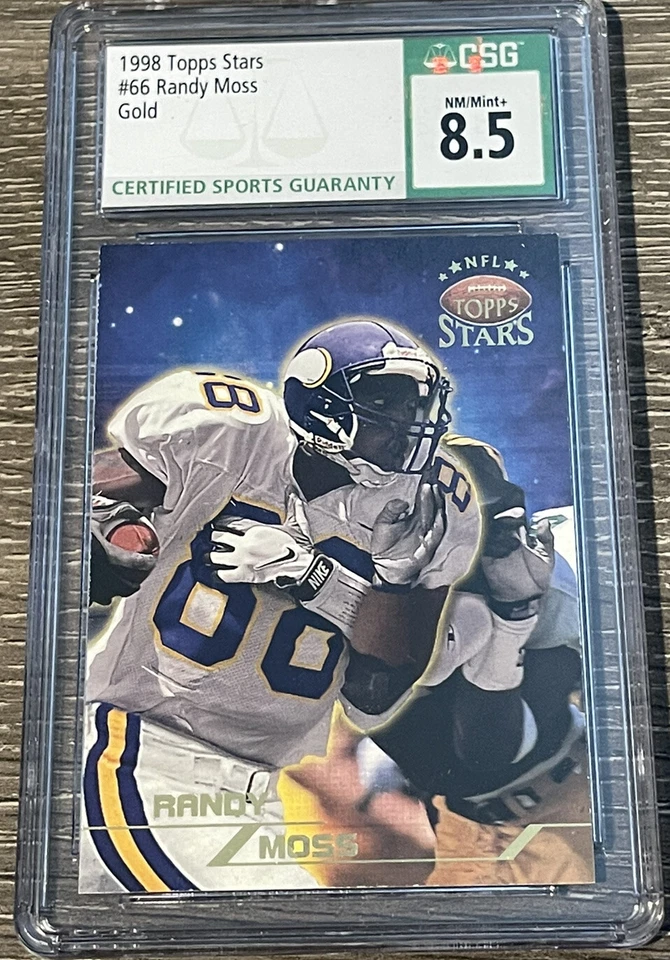 1998 Topps Stars Randy Moss RC Rookie GOLD  JERSEY # 84/1999 🏦 CSG 8.5 🏦 HOF - Image 1 of 2