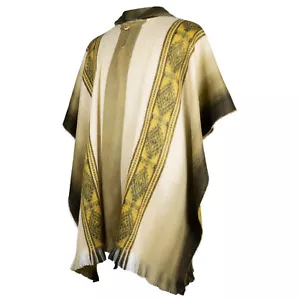LIGHT BABY ALPACA WOOL CAPE PONCHO WRAP SHAWL COAT HANDMADE IN ECUADOR - Picture 1 of 11