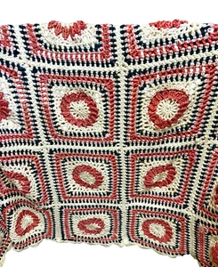 Acryl gehäkelte afghanische Decke Granny Square Überwurf 106 x 68" groß rosa braun - Bild 1 von 8
