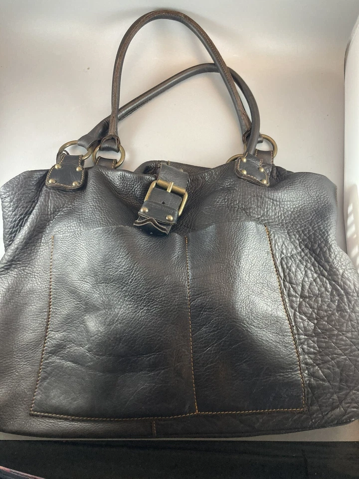 CATERINA LUCCHI Bolso de Mano Italiano de Cuero Grande Hobo Bolso Cartera Marrón Oscuro Foto 1 de 4