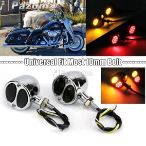 Chrome Motorcycle Dual Turn Signals Bullet LED Lamp Indicator Light For Harley - Picture 1 of 11