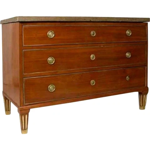 Antique Swedish Gustavian Oland Limestone Top Mahogany Commode c. 1800 Cover