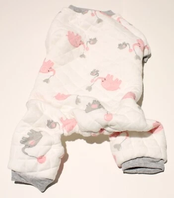 Dog Cat Pajamas Jumpsuit Clothes Sweater Quilted Elephants 11" Back Length - Image 1 of 4