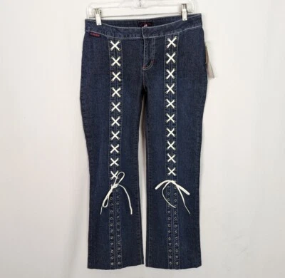 Vintage Y2K US POLO Assn. 9/10 Low Rise Corset Lace Up Front Crop Bootcut Jeans - Image 1 of 4